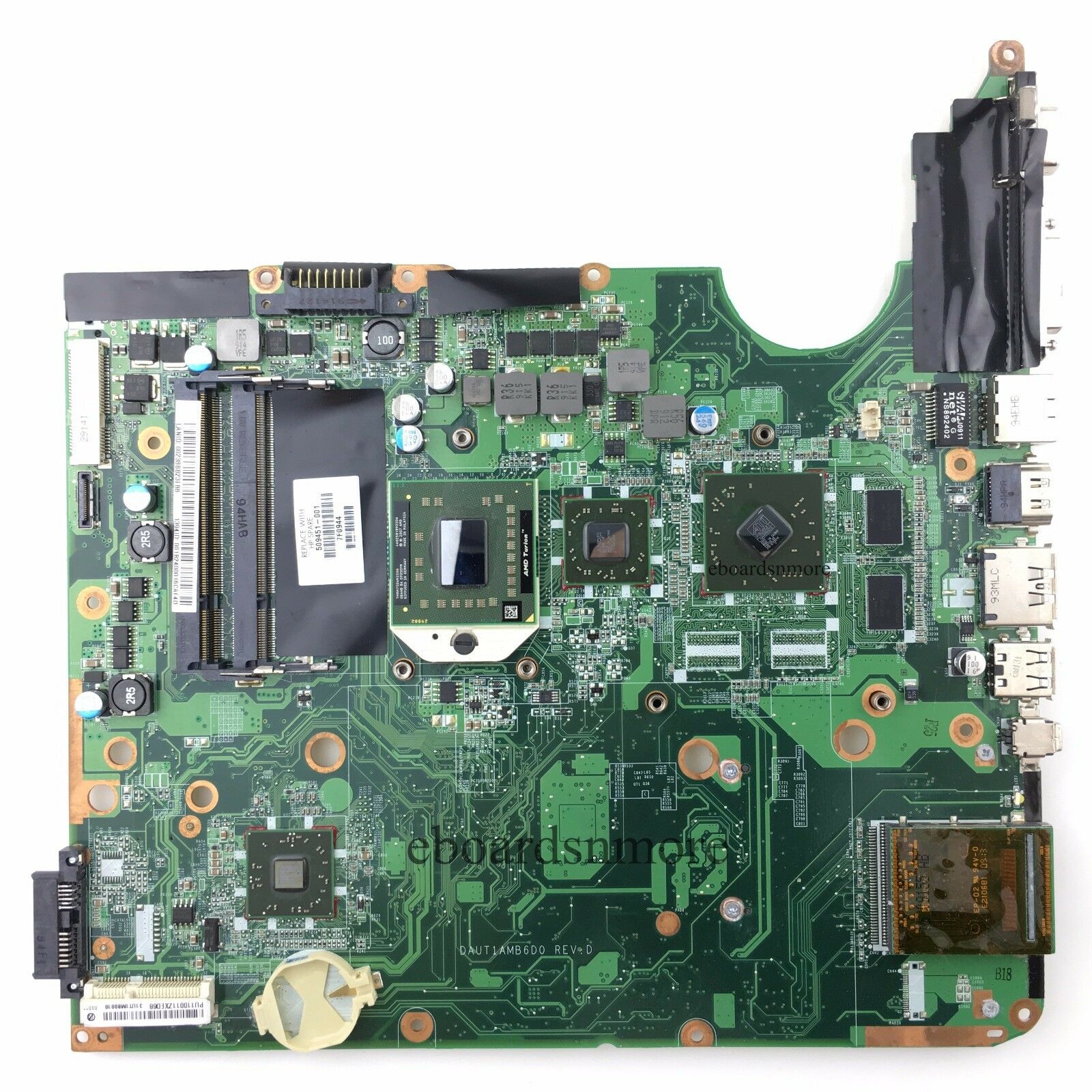 HP DV6 DV6-1000 AMD motherboard, DAUT1AMB6D0, Dedicated ATI 216-0728014, A Compatible CPU Brand: AMD Memory